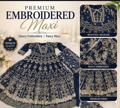 Fancy Embroided Maxi "Mint Green" and "Navy blue and golden"