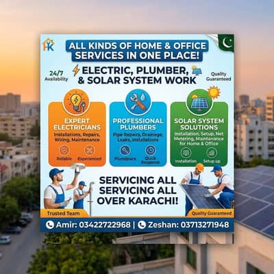 Electric, plumber and solar work
