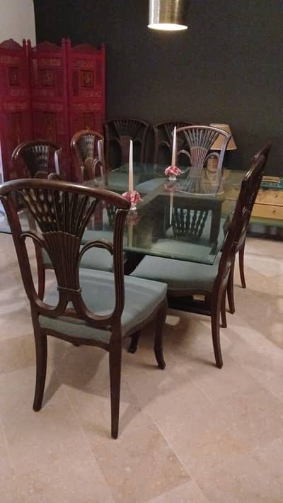 8 Seater Solid Wood, Carved Dining Table from NM Furniture