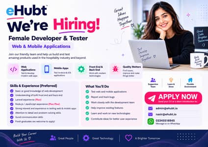 Female Developer & App Tester, Web & Mobile Applications