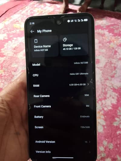 Infinix Hot 60i 6GB/128GB - 10/10 Condition With Box & Charger