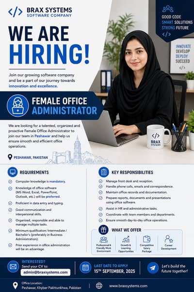 Office Administrator Required for Software Company