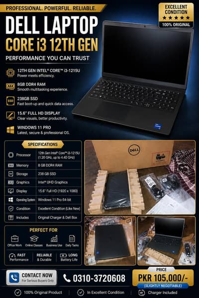  Dell Laptop — Core i3 12th Gen | Like New