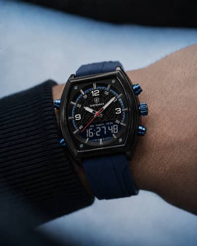 Original SWISMAX Blue Sports Watch | Premium Analog Digital