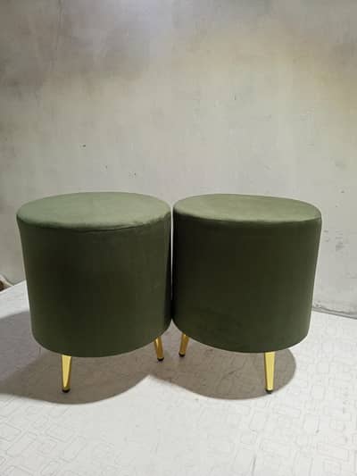 wooden Ottoman with Golden leg's