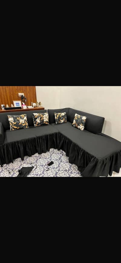 L Shape 5 seater sofa with sofa cover 3 seater ane 1 seater for sale