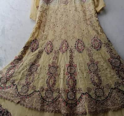 Elegant Mustard Yellow Heavy Embroidered Maxi Frock
