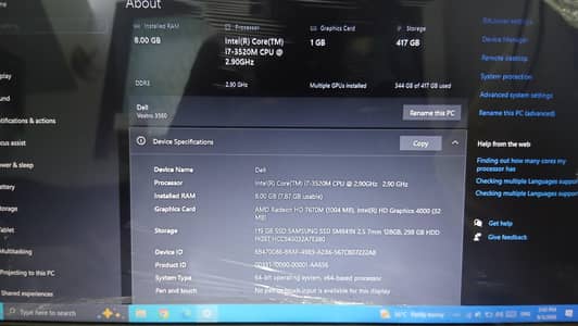 Dell Vostro 3560 Core i7 3rd Gen | 8GB RAM | SSD + HDD | AMD 1GB