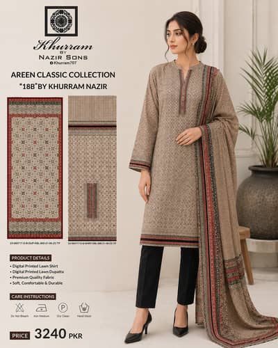 Elegant Printed Lawn Suit – Premium 3PC Collection