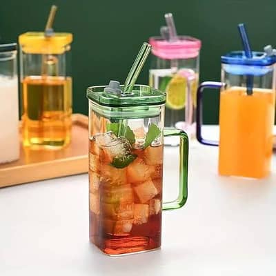 glass straw mug
