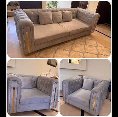Luxury 4-Seater Velvet Sofa Set (3-Seater + 1-Seater Single Sofa)