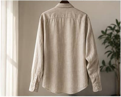 Premium Beige Linen Long Sleeve Casual Shirt / Safari Style