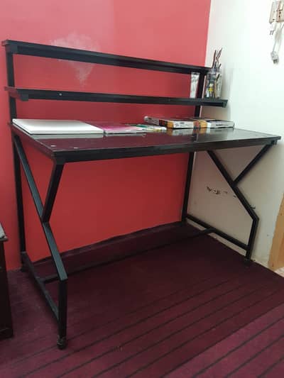 Study Table / Computer Desk with Upper Shelf – Strong Metal Frame