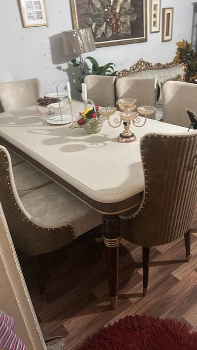 Large Wooden Dining Table Set with 8 Chairs – Elegant & Premium