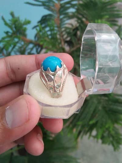Feroza Stone In Silver (Chaandi)  Ring