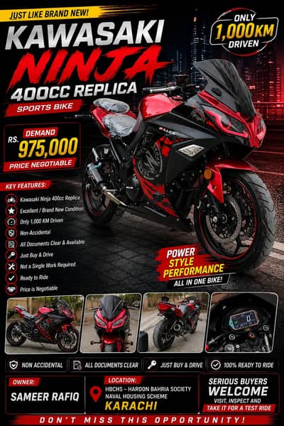 Kawasaki Ninja 400cc Replica 2026 Model — Sports Bike for Sale