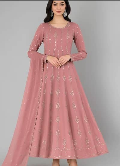 Unstitched Chiffon Mukaish work Dupatta Shirt