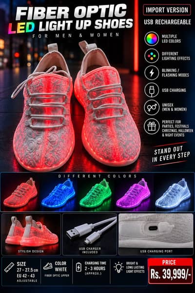 Fiber Optic LED Light Up Shoes- USB Rechargeable | Flashing Sneakers