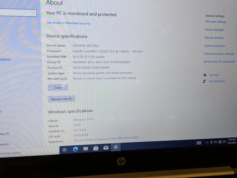 Core i7 8gen 7
