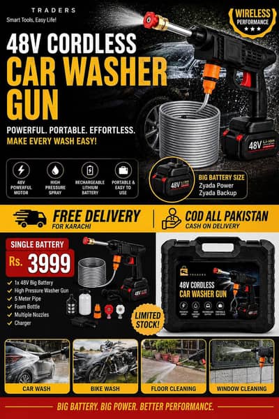 48V Cordless Car Washer Gun | BIG BATTERY | Rs. 3999