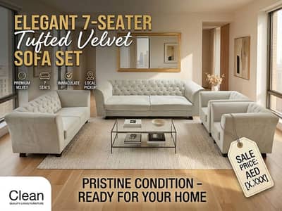 Premium Velvet 7-Seater Sofa Set with Genuine Molty Foam