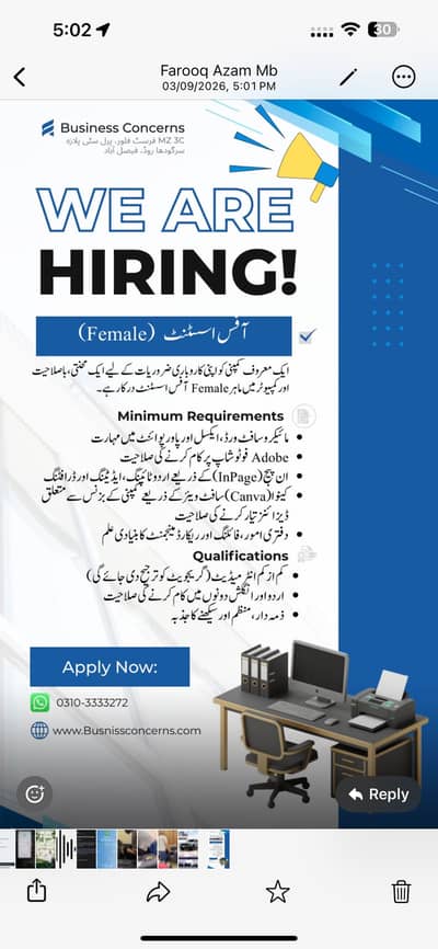 Office assistant Female