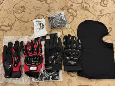 Riding Gloves + Balaclava Mask + helmet light | Brand New | Lahore