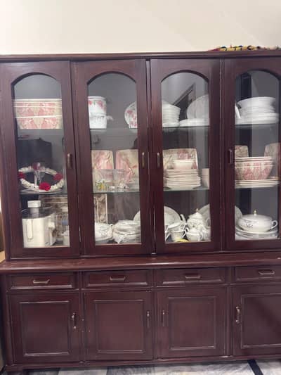 Pure Wooden Crockery Cabinet / Showcase – 12mm Glass – Excellent Condi