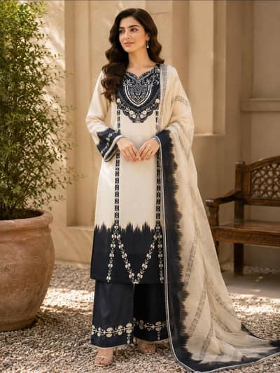 Lulusar Master Replica 3pc Shamooz Silk Suit - Digital Printed