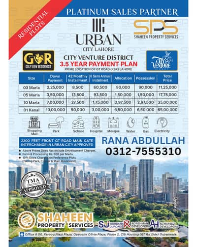 5 Marla Residential Plot Is Available For Sale In Urban City Lahore