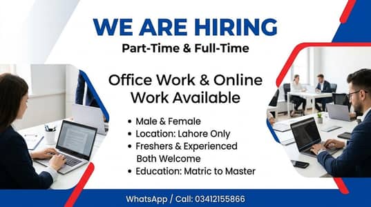 WE ARE HIRING MALES AND FEMALE STAFF FOR PART TIME WORK AND OFFICE