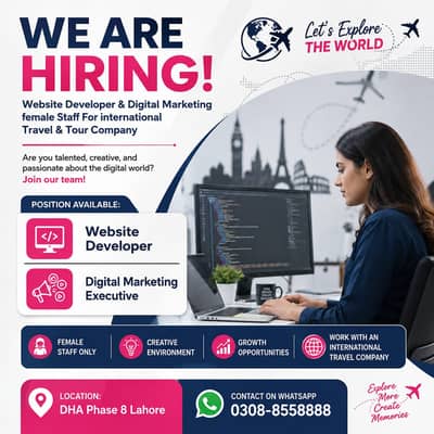 Female Website Developer & Digital Marketing Executive Required