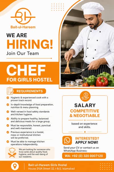 HIRING AN EXPERIENCED COOK