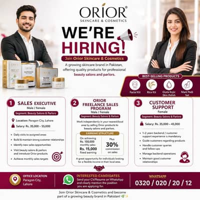 Hiring Female/Male Sales Executives+Freelance Staff in Lahore