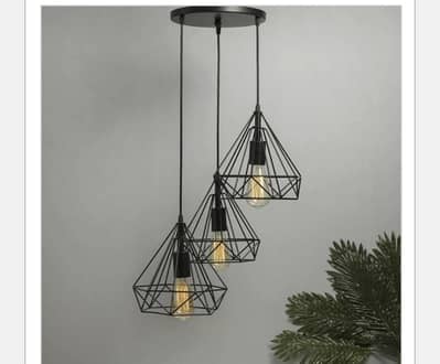 Premium 3-in-1 Diamond Cage Hanging Pendant Light / Chandelier