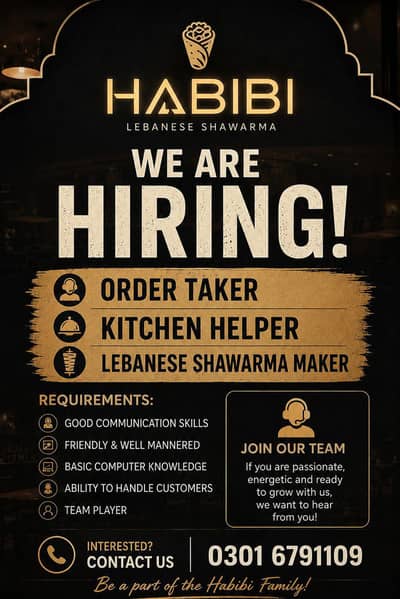 Need Kitchen Helper / Order Taker / Shawarma maker