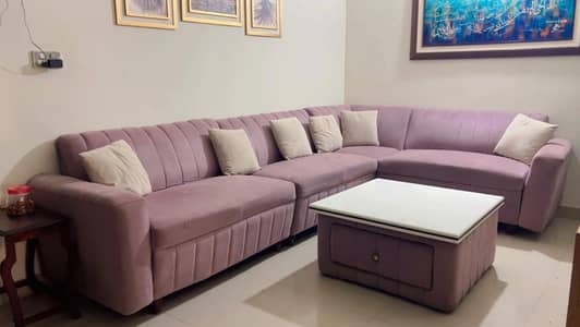 L shaped 7 seater soafa with center table ( Master Molty)