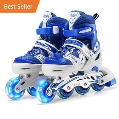 Imported Adjustable Unisex Skate Shoes Rollers 4 Wheels with Lights