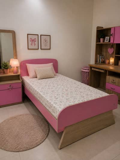 Pink kids bed set