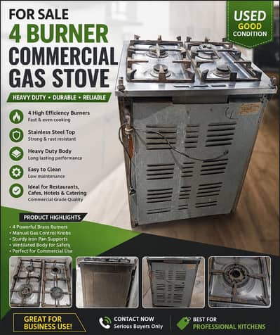 4 Burner Heavy Duty Commercial Gas Stove