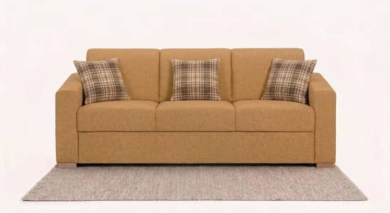 3-Piece Sofa Set with Plaid Cushions – Like New Condition