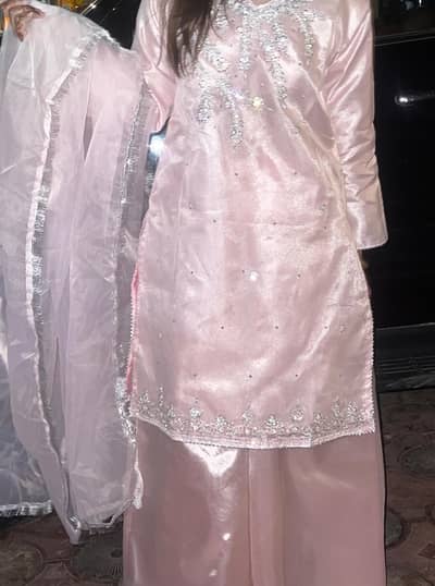 Festive Wear Baby Pink Free Size Organza Dress