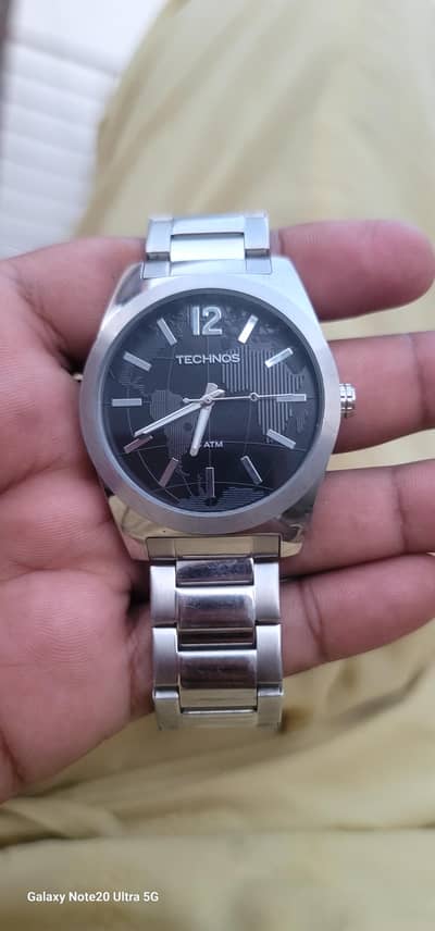 Technos Men's Watch, Silver, Blue, World Map, Waterproof, 2036mey/1a