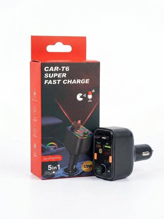 CAR-T6 120W Super Fast 5 in 1 Charger
