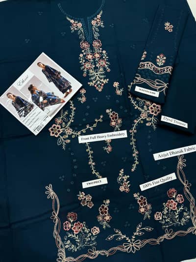 PRENIUM DHANAK WITH ELEGENT EMBRIODERY 3 PCS SUIT