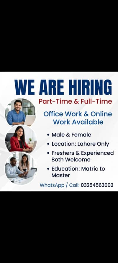 NEED URGENT STAFF OF 50 PERSONS FOR OFFICE WORK AND ONLINE WORK