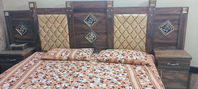 King Bed For Sale With Matress and 2 Side tables