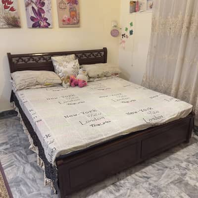 King size bed with metres (made by talli wood) for sale
