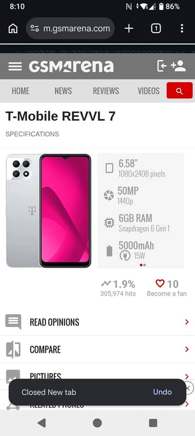 REVVL 7 5g 6GB RAM and 128GB ROM snapdragon 6 gen 1