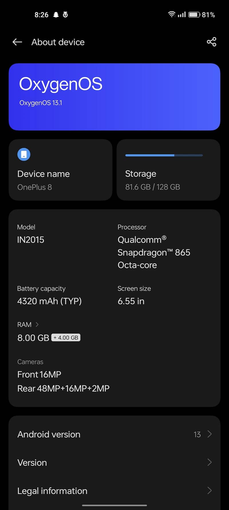 One Plus 8 5